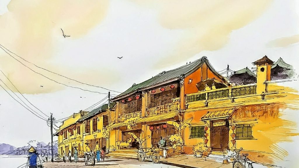 Đồ lưu niệm Hội An tranh vẽ phố cổ với gam màu hoài niệm 