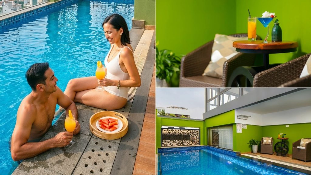 Thư giãn tại hồ bơi muối khoáng sau một ngày khám phá thành phố 
