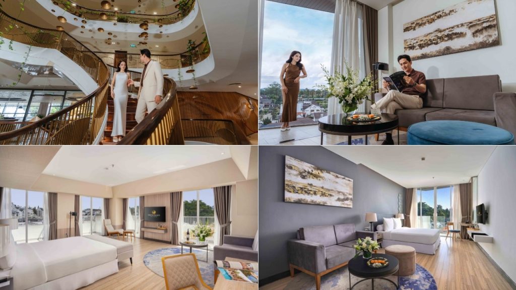 Không gian phòng nghỉ và kiến trúc tại Nesta Valley Dalat Hotel
