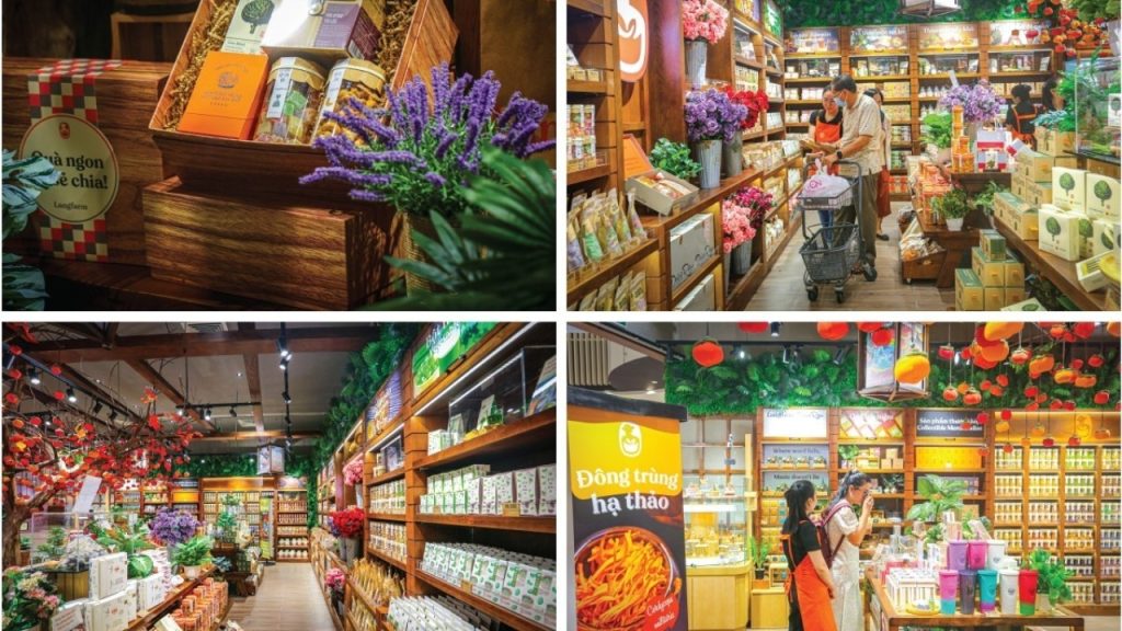 L'angfarm Store với nhiều loại đặc sản Đà Lạt được đóng gói làm quà