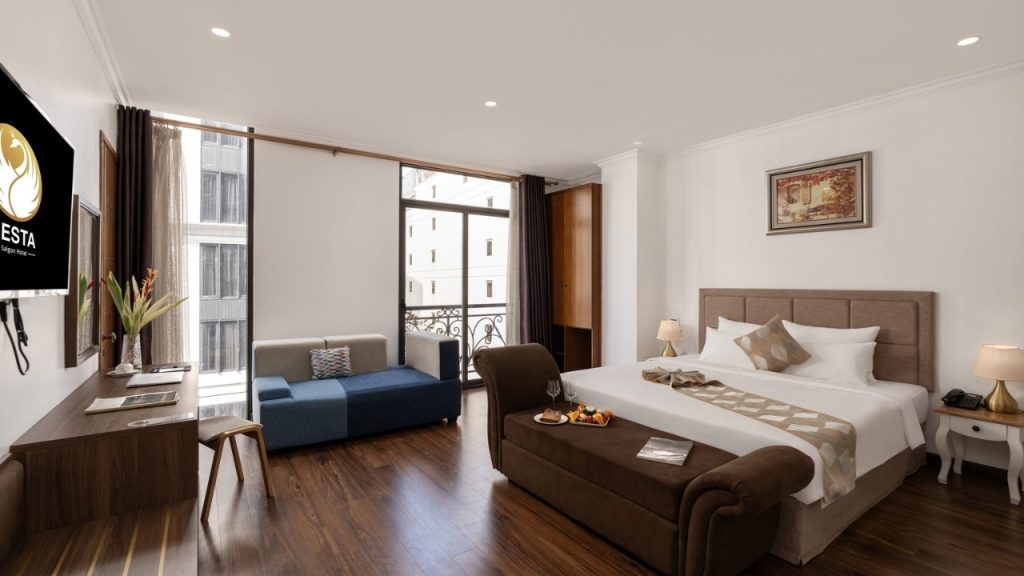 Thiết kế phòng nghỉ tối giản và thoáng đãng tại Nesta Saigon Hotel