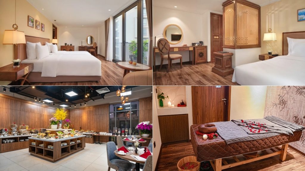 Không gian phòng ngủ thoải mái và tiện nghi tại khách sạn Nesta Hotel & Spa 83 Hào Nam
