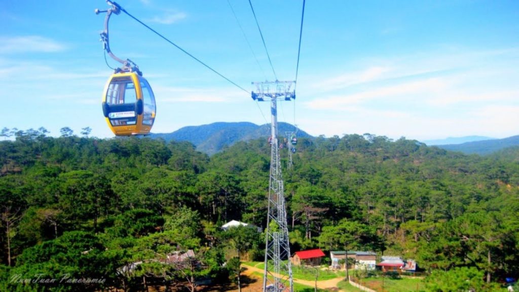 Cabin cáp treo Đồi Robin ngắm rừng thông Đà Lạt từ trên cao