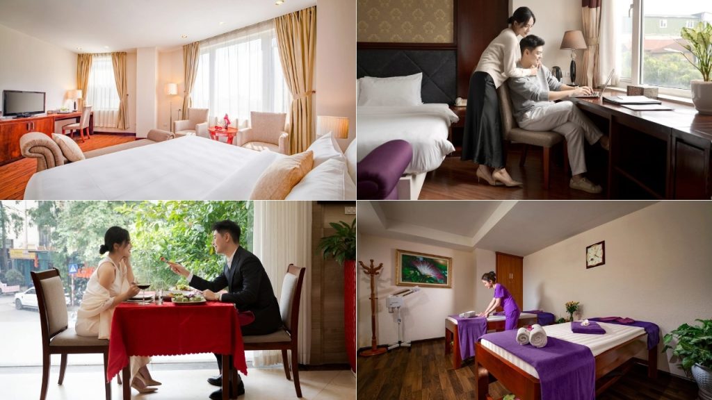 Phòng nghỉ Nesta Hanoi Hotel với nội thất hiện đại và không gian thư giãn