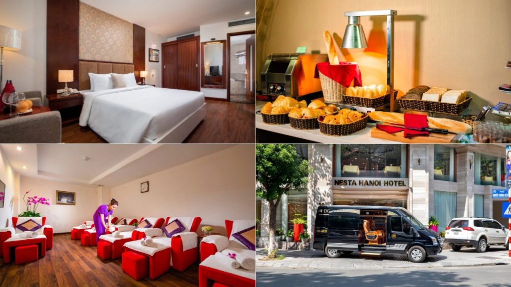 Nesta Hanoi Hotel 的客房、早餐区及下榻设施