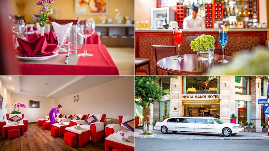 Dịch vụ tại Nesta Hanoi Hotel với nhà hàng buffet, spa và hỗ trợ đưa đón sân bay